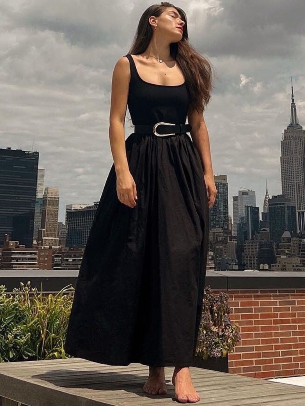Marcella NYC Clara Dress European Ponte & Poplin Midi Dress Size Large Petite